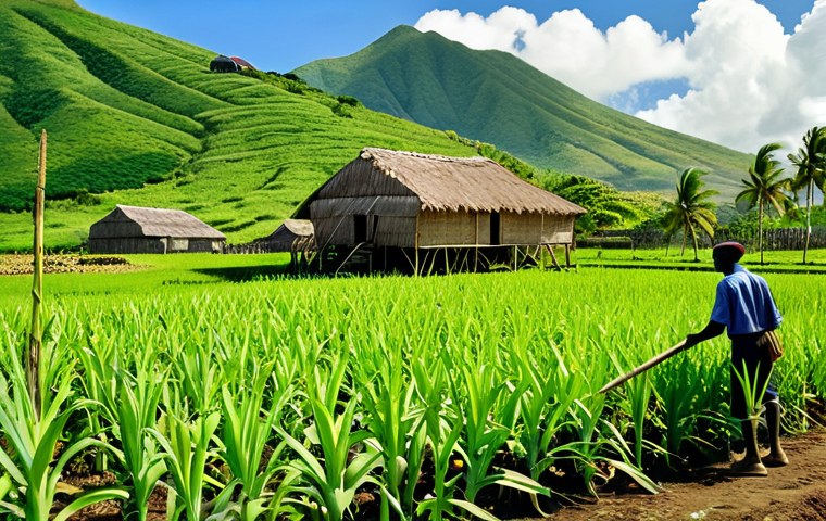 Sugar Plantation in Saint Kitts & Nevis (Historical)**

"A wide view of a 17th-century sugar plantation in Saint Kitts & Nevis.  Fully clothed African laborers are working in the fields, with a modest colonial house in the background. Lush green sugarcane crops dominate the landscape under a bright sun.  Historical painting style, detailed, perfect anatomy, correct proportions, safe for work, appropriate content, fully clothed, professional depiction."

**