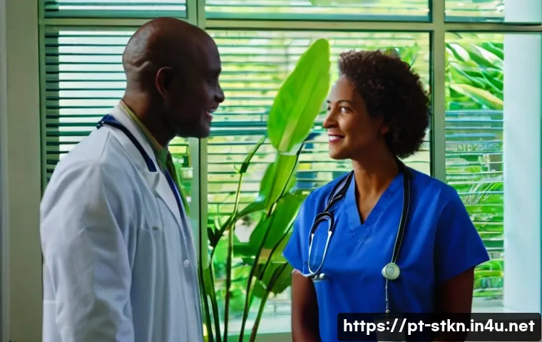 세인트키츠 네비스 약국 및 의약품 - **Prompt 1: Reassuring Hospital Visit in St. Kitts**
"A bright, modern hospital reception area i...
